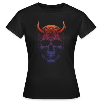 Crâne avec cornes - T-shirt Femme - noir - Devant - AI Model Female 172 dark (172cm)