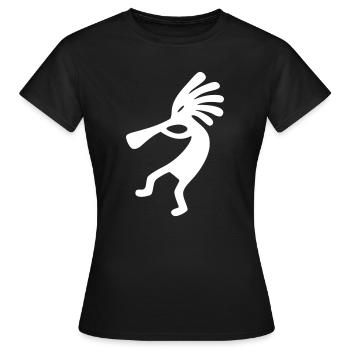 Kokopelli – Fertility & Rain Tribal God - Women's T-Shirt - black - Front - AI Model Female 172 dark (172cm)