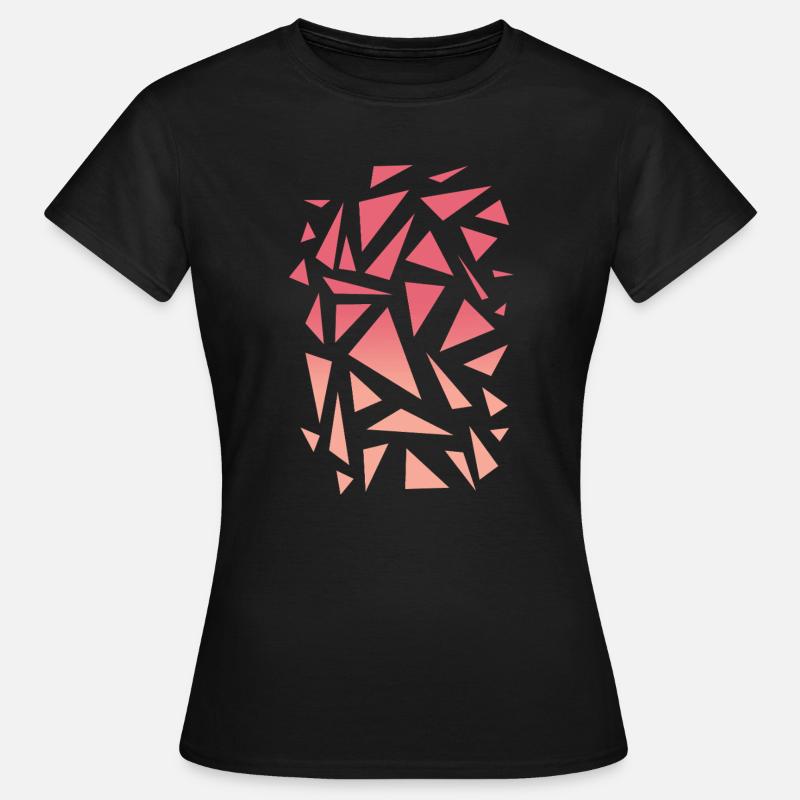 Trekantmønster - Pink gradient - T-shirt dam - svart