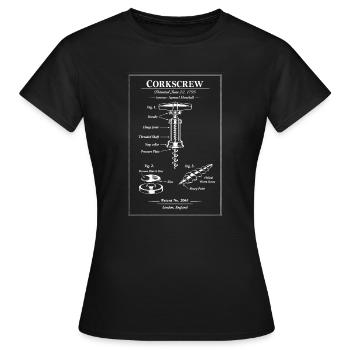 Diagramme de brevet en tire-bouchon rétro - T-shirt Femme - noir - Devant - AI Model Female 172 dark (172cm)