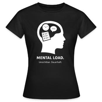 MENTAL LOAD – Unsichtbare Dauerbelastung - Frauen T-Shirt - Schwarz - Vorne - AI Model Female 172 dark (172cm)