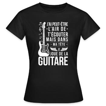 J Ai Peut Etre L Air De T Ecouter Mais Dans Ma ... - T-shirt Femme - noir - Devant - AI Model Female 172 dark (172cm)