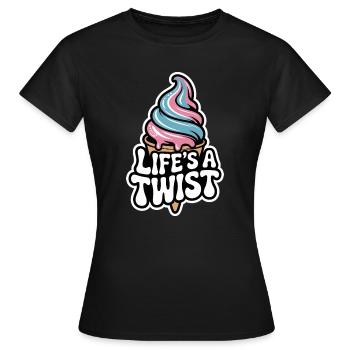  Lifes A Twist Softeis Waffel Rosa Blau Sommer - Frauen T-Shirt - Schwarz - Vorne - AI Model Female 172 dark (172cm)