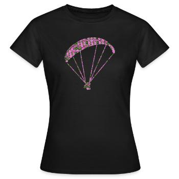 Gleitschirmfliegen Blume Geschenk Paragliding - Frauen T-Shirt - Schwarz - Vorne - AI Model Female 172 dark (172cm)