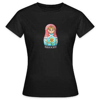Babushka matryoshka - T-shirt Femme - noir - Devant - AI Model Female 172 dark (172cm)