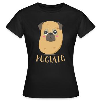 Funny Cute Dog Pug Potato T-Shirt - T-shirt Femme - noir - Devant - AI Model Female 172 dark (172cm)