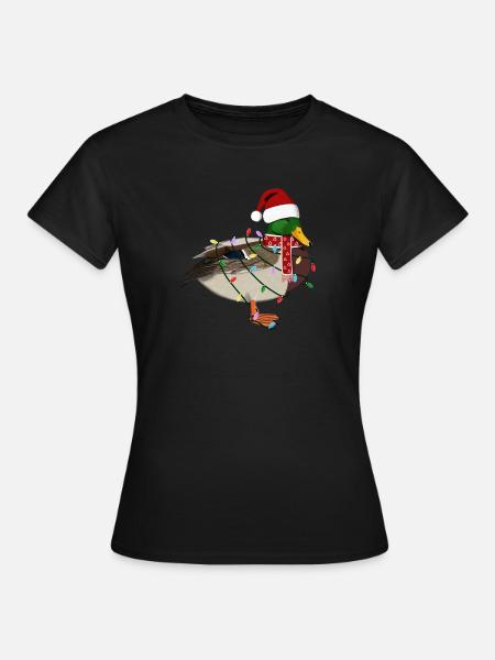 Ente Lichterkette Weihnachten Vogel Mütze - Frauen T-Shirt - Schwarz