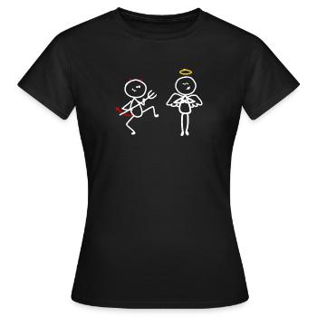 Ange diable dieu religion drôle contraires - T-shirt Femme - noir - Devant - AI Model Female 172 dark (172cm)