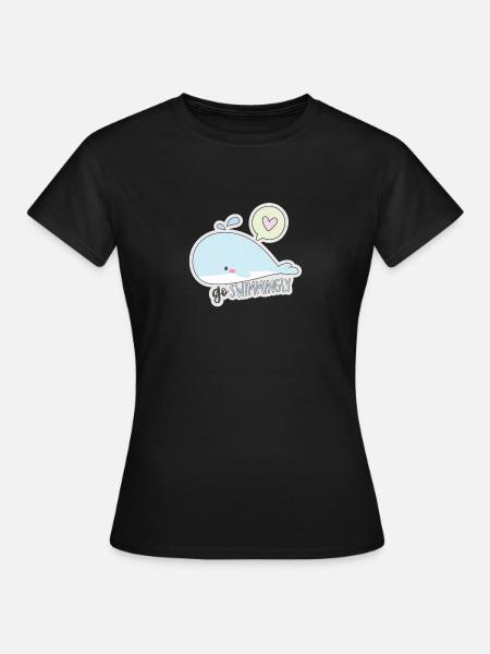 Baleine amour mer été cadeau vacances de natation - T-shirt Femme - noir