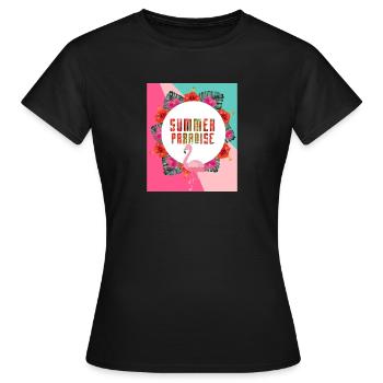 Paradis d'été - T-shirt Femme - noir - Devant - AI Model Female 172 dark (172cm)