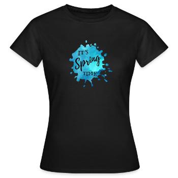 Splash of color blue "It's Spring Time" - Women's T-Shirt - black - Front - AI Model Female 172 dark (172cm)