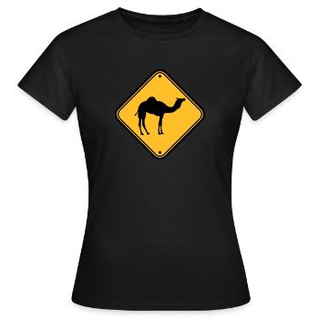 Shield warning danger caution Caution came - Women's T-Shirt - black - Front - AI Model Female 172 dark (172cm)