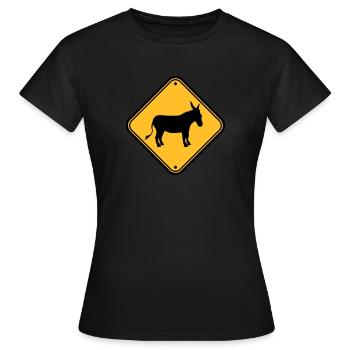 Note danger sign warning caution caution ese - Women's T-Shirt - black - Front - AI Model Female 172 dark (172cm)