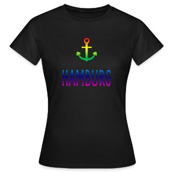 CSD Hamburg anchor Rainbow Gay - Women's T-Shirt - black - Front - AI Model Female 172 dark (172cm)