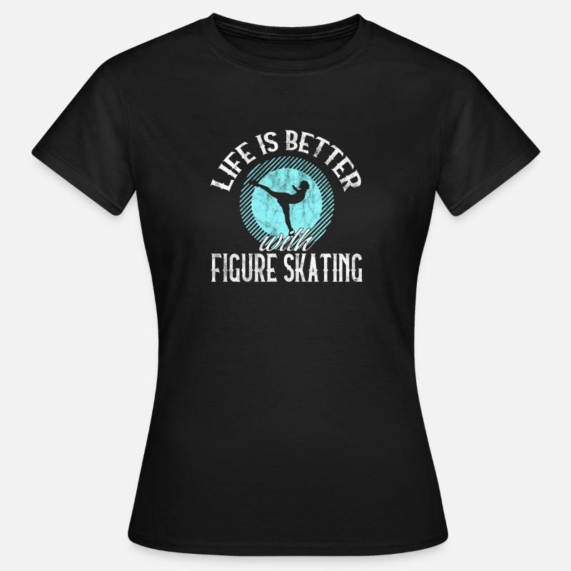 Eiskunstlauf Eiskunstläufer Retro Vintage Geschenk - Frauen T-Shirt - Schwarz