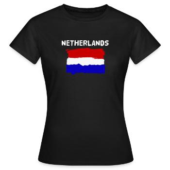 Bannière de dessin animé de drapeau néerlandais néerlandais - T-shirt Femme - noir - Devant - AI Model Female 172 dark (172cm)