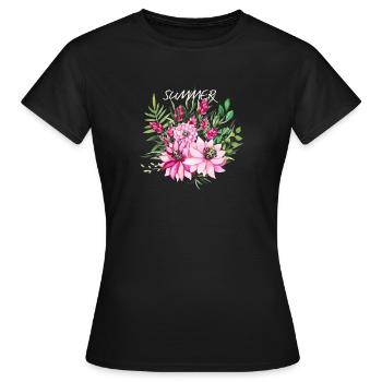Blumenstrauß v1 - Frauen T-Shirt - Schwarz - Vorne - AI Model Female 172 dark (172cm)