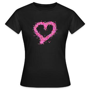 Coeur rose - T-shirt Femme - noir - Devant - AI Model Female 172 dark (172cm)