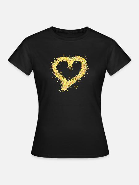Herz gelb - Frauen T-Shirt - Schwarz