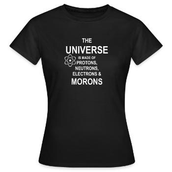 Protons, Neutrons, Morons - Atom, Geschenk - Frauen T-Shirt - Schwarz - Vorne - AI Model Female 172 dark (172cm)