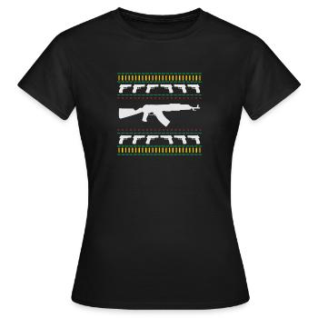 WAFFEN SHIRT WEIHNACHTEN LUSTIGES MUSTER - Frauen T-Shirt - Schwarz - Vorne - AI Model Female 172 dark (172cm)