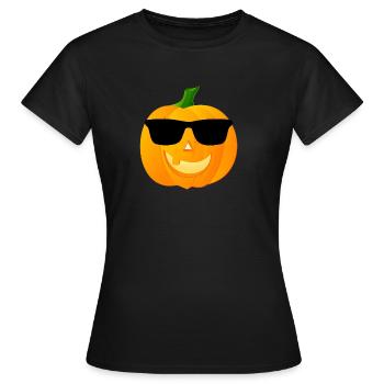 Halloween Kuerbis mit Sonnenbrille Geschenk - Frauen T-Shirt - Schwarz - Vorne - AI Model Female 172 dark (172cm)
