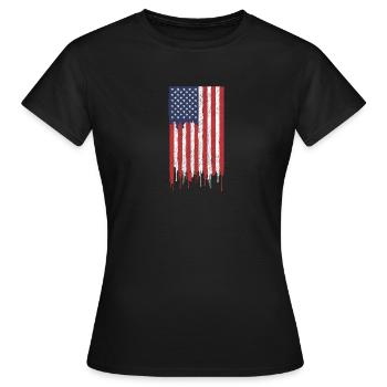 USA Amerika Flagge - Frauen T-Shirt - Schwarz - Vorne - AI Model Female 172 dark (172cm)