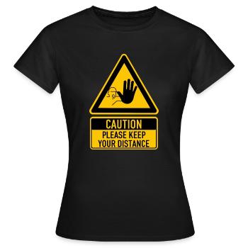 Corona Attention Veuillez garder vos distances Attention - T-shirt Femme - noir - Devant - AI Model Female 172 dark (172cm)