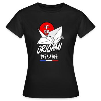 Senbazuru Origami - Frauen T-Shirt - Schwarz - Vorne - AI Model Female 172 dark (172cm)