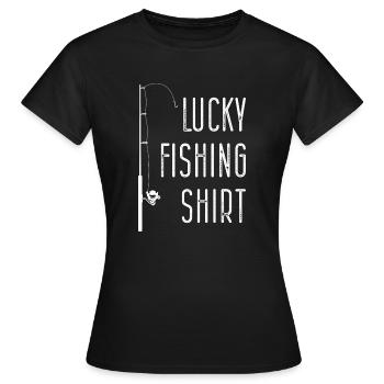 t-shirt de pêche chanceux - T-shirt Femme - noir - Devant - AI Model Female 172 dark (172cm)
