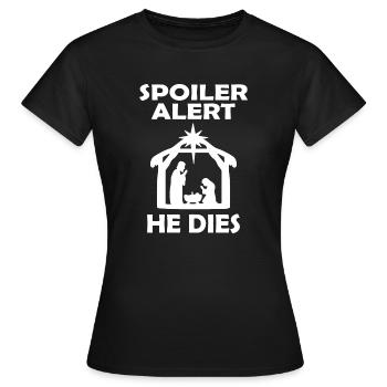 Christmas Spoiler Alert - Funny Christmas Meme - Women's T-Shirt - black - Front - AI Model Female 172 dark (172cm)