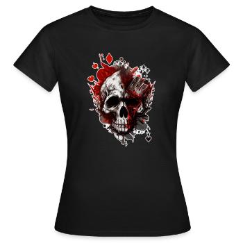 Splash mehrfarbiger Schädel. Pokerface - Frauen T-Shirt - Schwarz - Vorne - AI Model Female 172 dark (172cm)