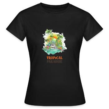 Tropisches Paradies - Frauen T-Shirt - Schwarz - Vorne - AI Model Female 172 dark (172cm)