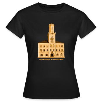 Schneeberg Town Hall Erzebirge Sachsen Bergstadt - Women's T-Shirt - black - Front - AI Model Female 172 dark (172cm)