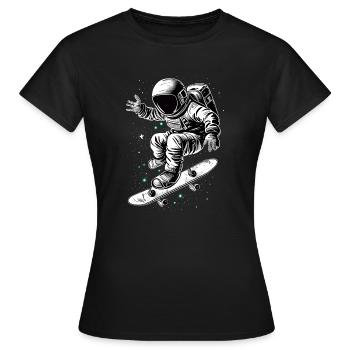 Patineur astronaute - T-shirt Femme - noir - Devant - AI Model Female 172 dark (172cm)