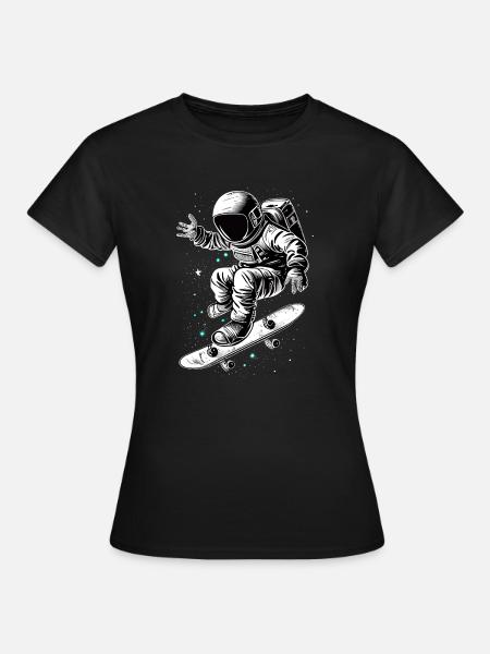 Skater Astronaut - Frauen T-Shirt - Schwarz