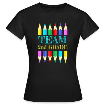 Équipe 2e deuxième année Enseignant de l’équipe Retour à l’école - T-shirt Femme - noir - Devant - AI Model Female 172 dark (172cm)