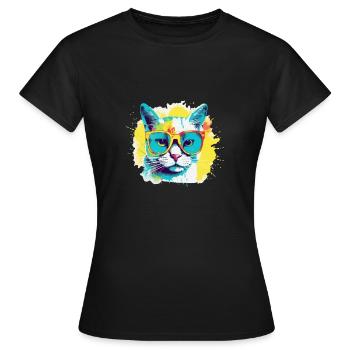Neugieriger Felix - Frauen T-Shirt - Schwarz - Vorne - AI Model Female 172 dark (172cm)