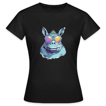 Rina das Nashorn - Frauen T-Shirt - Schwarz - Vorne - AI Model Female 172 dark (172cm)