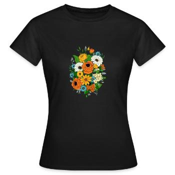Composition florale type années 70 - T-shirt Femme - noir - Devant - AI Model Female 172 dark (172cm)