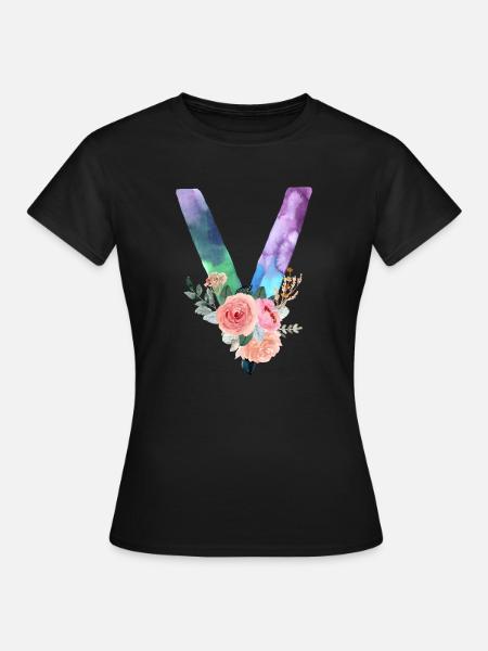 Buchstabe v Aquarell - Frauen T-Shirt - Schwarz