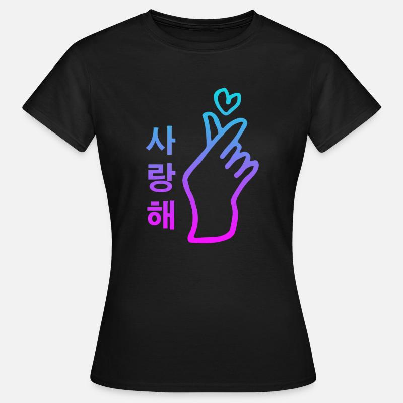 Kpop Segno Della Mano Cuore Salanghae Ti Amo - Maglietta da donna - nero