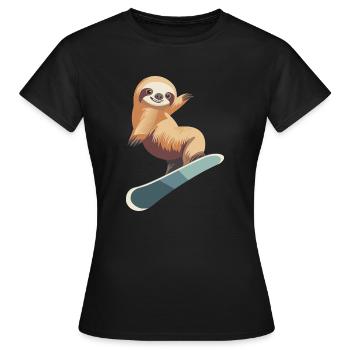 Faultier Wintersport - Frauen T-Shirt - Schwarz - Vorne - AI Model Female 172 dark (172cm)