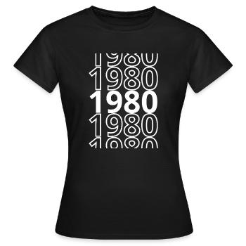 1980 1980 1980 - T-shirt Femme - noir - Devant - AI Model Female 172 dark (172cm)
