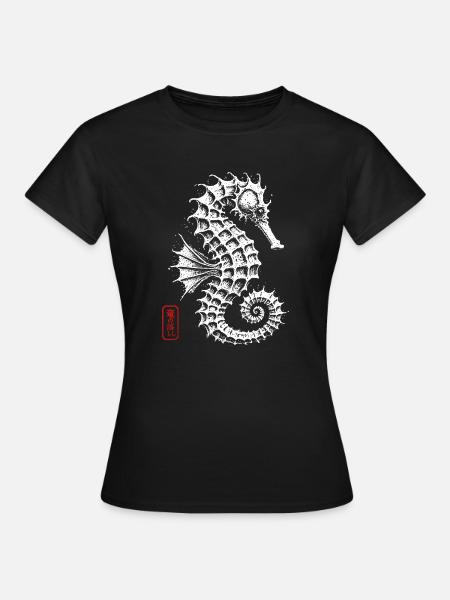 Retro Vintage Seepferdchen - Frauen T-Shirt - Schwarz