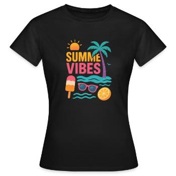 Ambiance estivale - T-shirt Femme - noir - Devant - AI Model Female 172 dark (172cm)