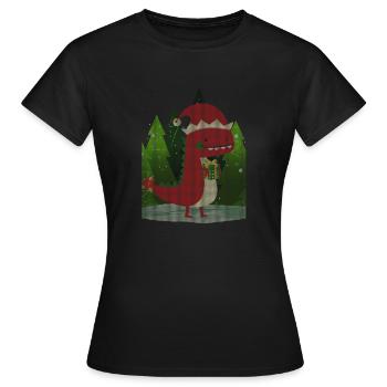 Dinosaure Dino Cadeau De Noël Enfants Moche - T-shirt Femme - noir - Devant - AI Model Female 172 dark (172cm)