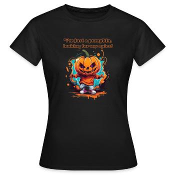 « Je ne suis qu’une citrouille à la recherche de mon épice! » - T-shirt Femme - noir - Devant - AI Model Female 172 dark (172cm)