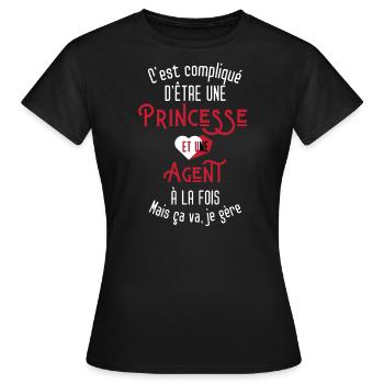 C'est compliqué d'être Une Princesse Traductrice - T-shirt Femme - noir - Devant - AI Model Female 172 dark (172cm)
