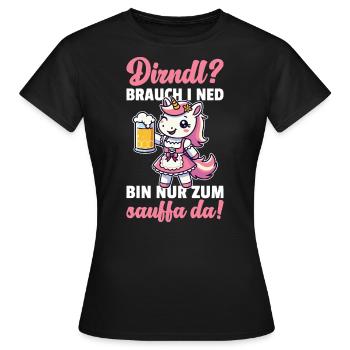 Licorne Dirndl Chemise Traditionnelle Costumes Traditionnels - T-shirt Femme - noir - Devant - AI Model Female 172 dark (172cm)